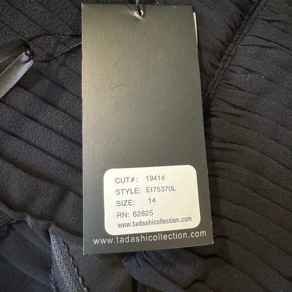 Tadashi Collection Size 14  Black 100% Silk Beaded Chiffon Evening Gown - Picture 11 of 12